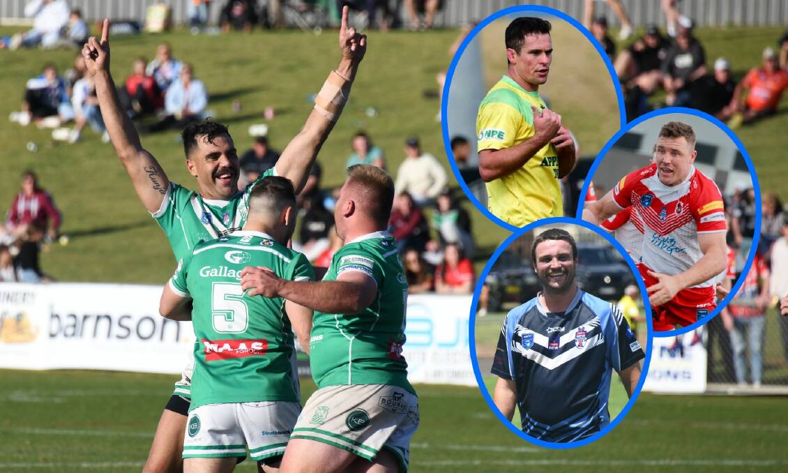 Jeremy Thurston celebrates during CYMS' 2023 PMP grand final win and (insets, clockwise from top) Daniel Mortimer, Clay Priest and Jake Betts.