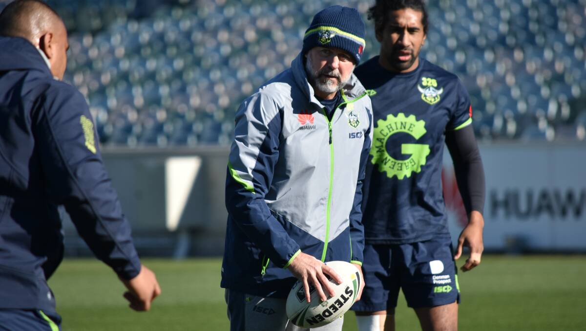 TAKING IT ON: Dean Pay, pictured at Canberra this season, is set to be named the Bulldogs coach. Photo: CANBERRA RAIDERS
