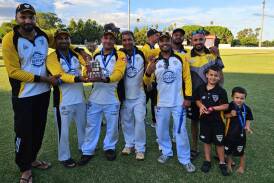 Members of the Newtown Hawks with the silverware after winning the RSL Pinnington Cup grand final. Picture supplied