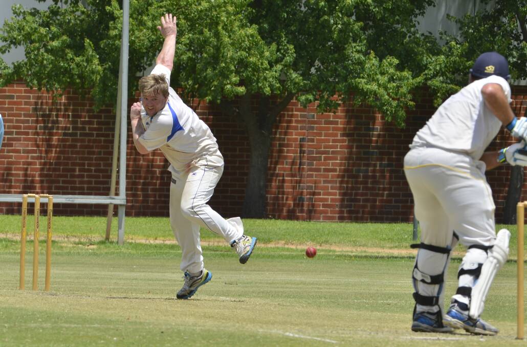BLUE ARE BACK: Ben Taylor and all the Macquarie bowlers kept things tight on Saturday as the Blues made it three straight wins by defeating South Dubbo by six wickets at No. 2 Oval. Photo: PAIGE WILLIAMS