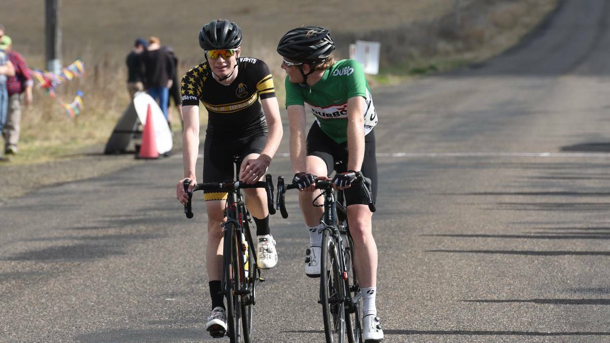 WHEEL-Y GOOD: Adam Mitchell (right) in action during the weekend's Gunnedah to Tamworth event. Photo: NORTHERN DAILY LEADER