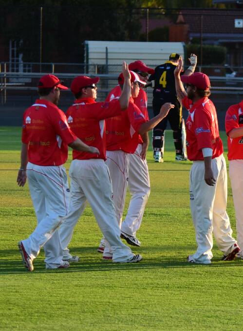 WINNING FORM: RSL-Colts' Bob Berry Blasters had much reason to celebrate on Friday night when they accounted for the Cougars by 27 runs at No. 1 Oval. Photo: PAIGE WILLIAMS