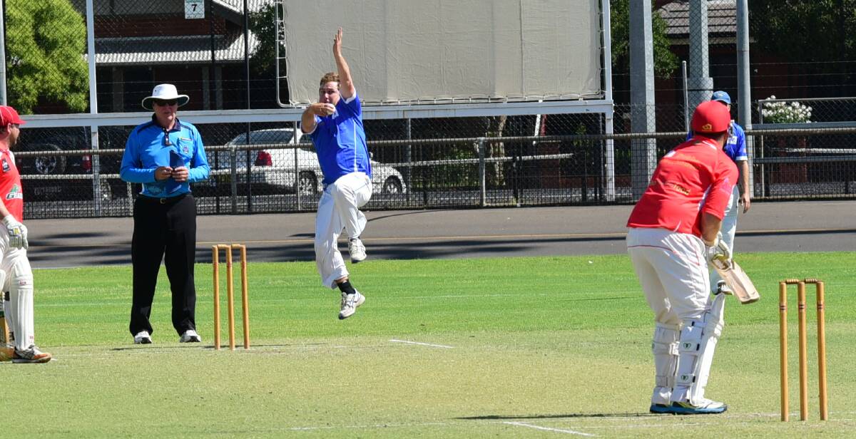 MACQUARIE'S BLUES: Joey Haylock and his Macquarie teammates were unable to stop Colts captain RSL-Colts during Saturday's day-night fixture at No. 1 Oval. Photo: PAIGE WILLIAMS