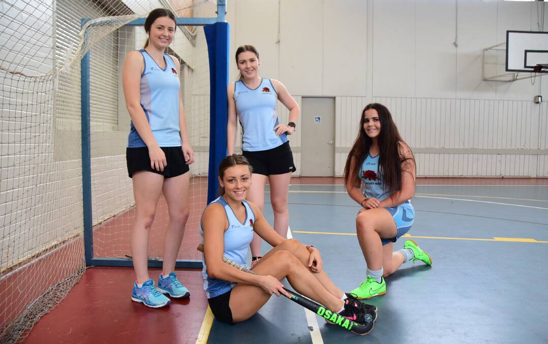 CHOSEN: Courtney Hogan, Emma Corcoran, Lilli Campbell and (front) Phoebe Bloink Hollier will all play for NSW at the Indoor Hockey National Championships. Photo: BELINDA SOOLE