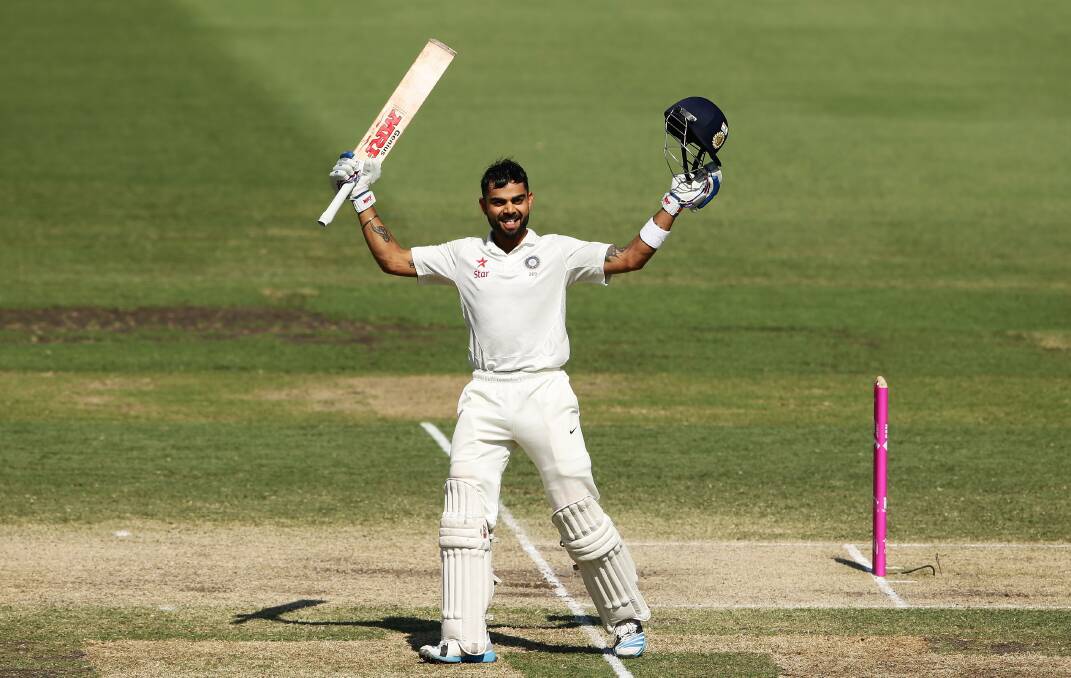 KING KOHLI: Indian captain Virat Kohil is one of the major things standing between Australia and victory in India. Photo: GETTY IMAGES