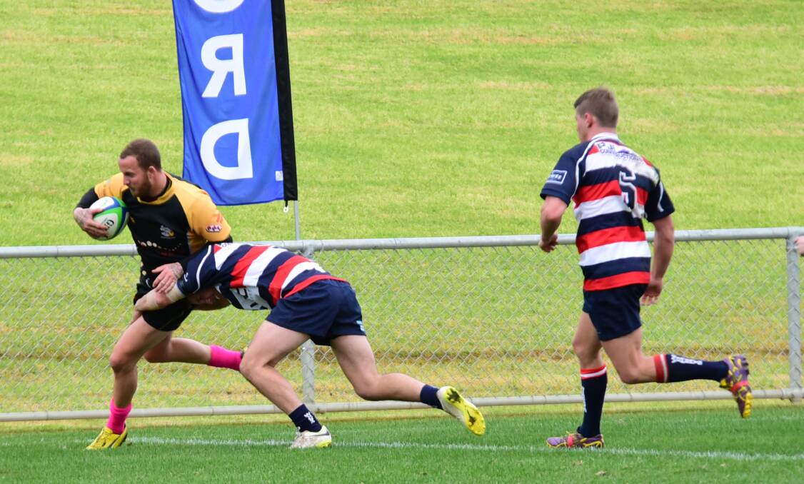Looking for space: Dubbo Rhinos winger James Vaughan will be hoping for some clear pastures against CSU on Saturday. Photo: BELINDA SOOLE