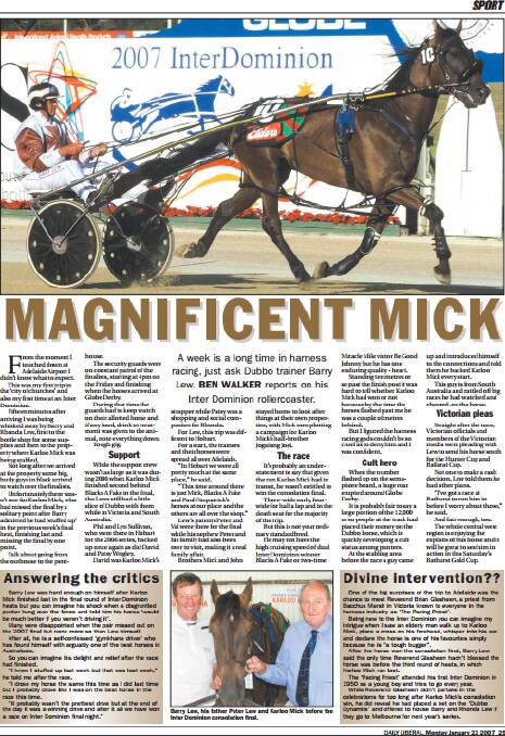 MAGNIFICENT MICK: A page from the Daily Liberal in 2007 dedicated to the 'Dubbo Destroyer'.