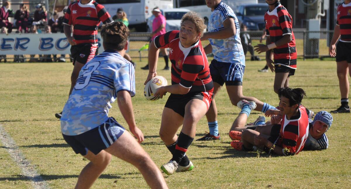STAR OF THE SHOW: Jai Merritt, pictured in the recent Country Cup final against Red Bend, stole the show in Friday's Astley Cup match against Orange High School on Friday, scoring four tries. Photo: NICK MCGRATH