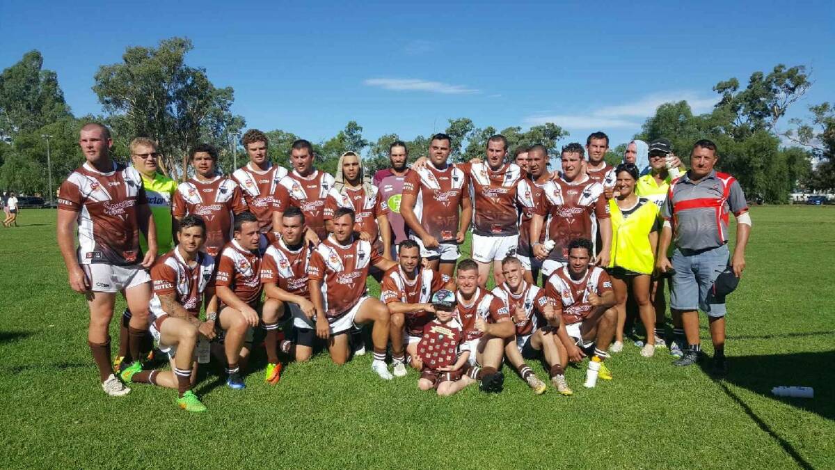 WINNERS: The victorious Gilgandra Panthers together after taking out the pre-season Knockout on Saturday at Baradine. Photo: CONTRIBUTED