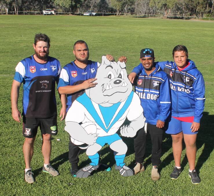 TOWN PRIDE: Chris Kirkland, Jayden Flick, Carl Mason and Zac Flick enjoyed a successful junior gala day. Photo: COUNTRY RUGBY LEAGUE