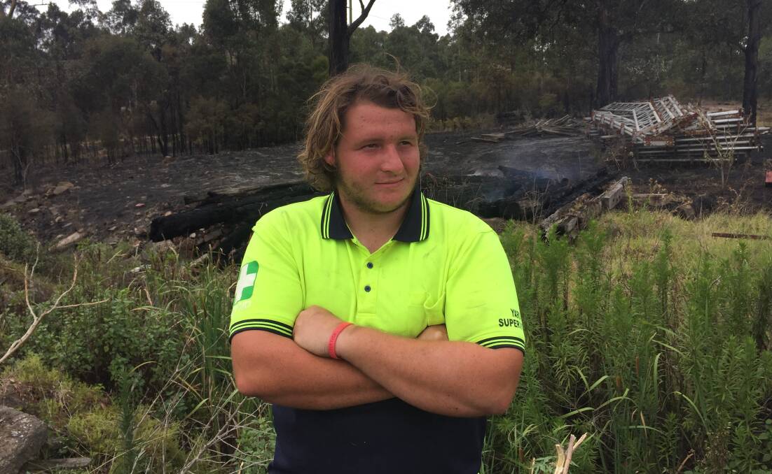 YOU CAUSED HEARTACHE: Brendon Collins is furious with arsonists after Wednesday's fire. Picture: Brodie Owen