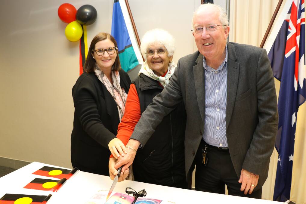 NSW Minister for Aboriginal Affairs Sarah Mitchell, Aunt Narelle Boys and Administrator Michael Kneipp. Photo: CONTRIBUTED