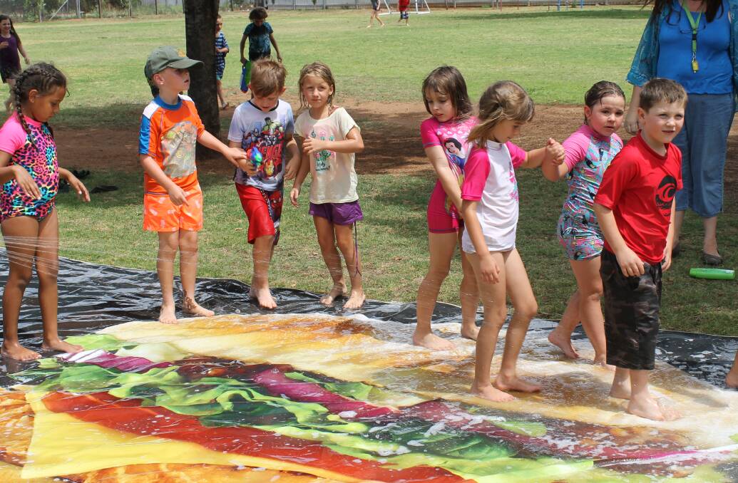 Infants students cooling off at last year's whole school PBL reward day.