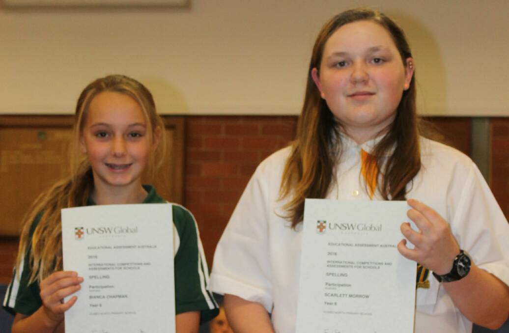 Dubbo North: Bianca Chapman and Scarlett Morrow received participation awards for the UNSW competitions.