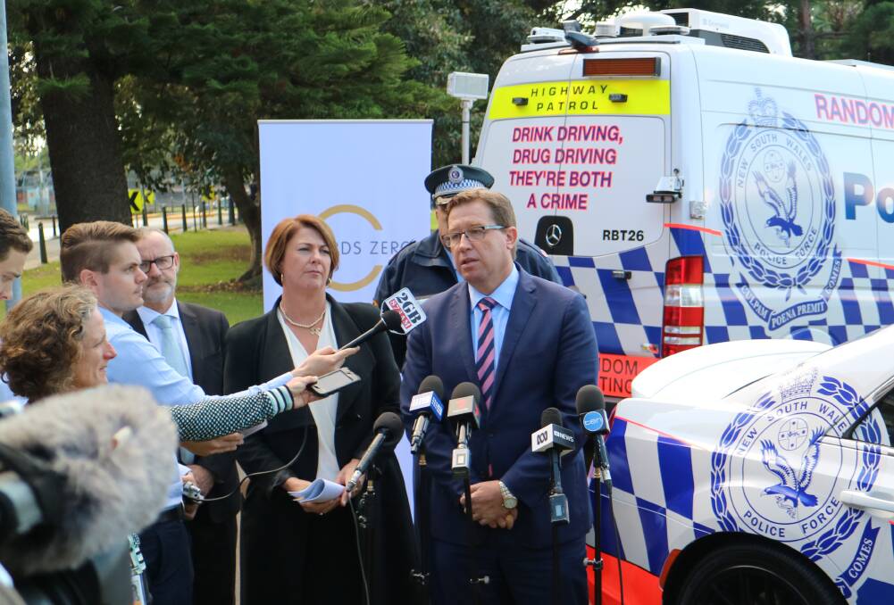 Troy Grant and Minister for Roads Melinda Pavey speaking about Towards Zero at Parliament last week.