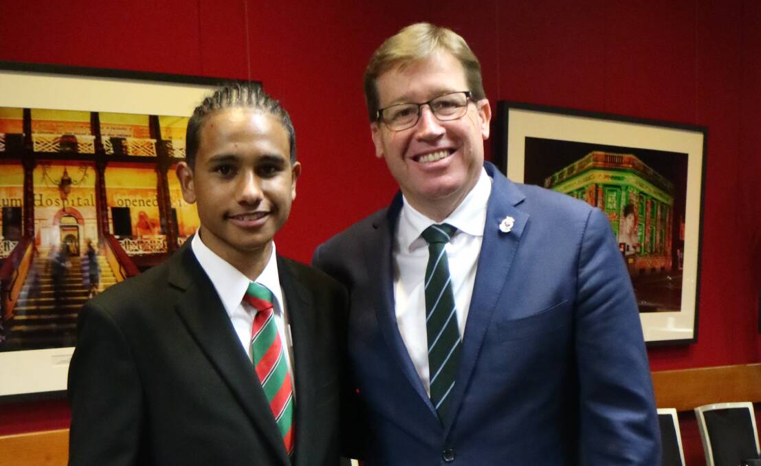 Dubbo Electorate's Aboriginal Student of the Year Ngali Shaw pictured with Deputy Premier and Member for Dubbo, Troy Grant, at Parliament House Sydney last week.