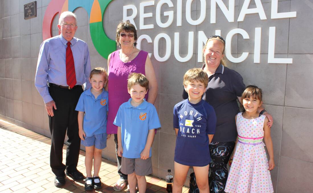 Dubbo Regional Council Administrator Michael Kneipp and some of the winners of the Stronger Communities Fund Major Projects survey.