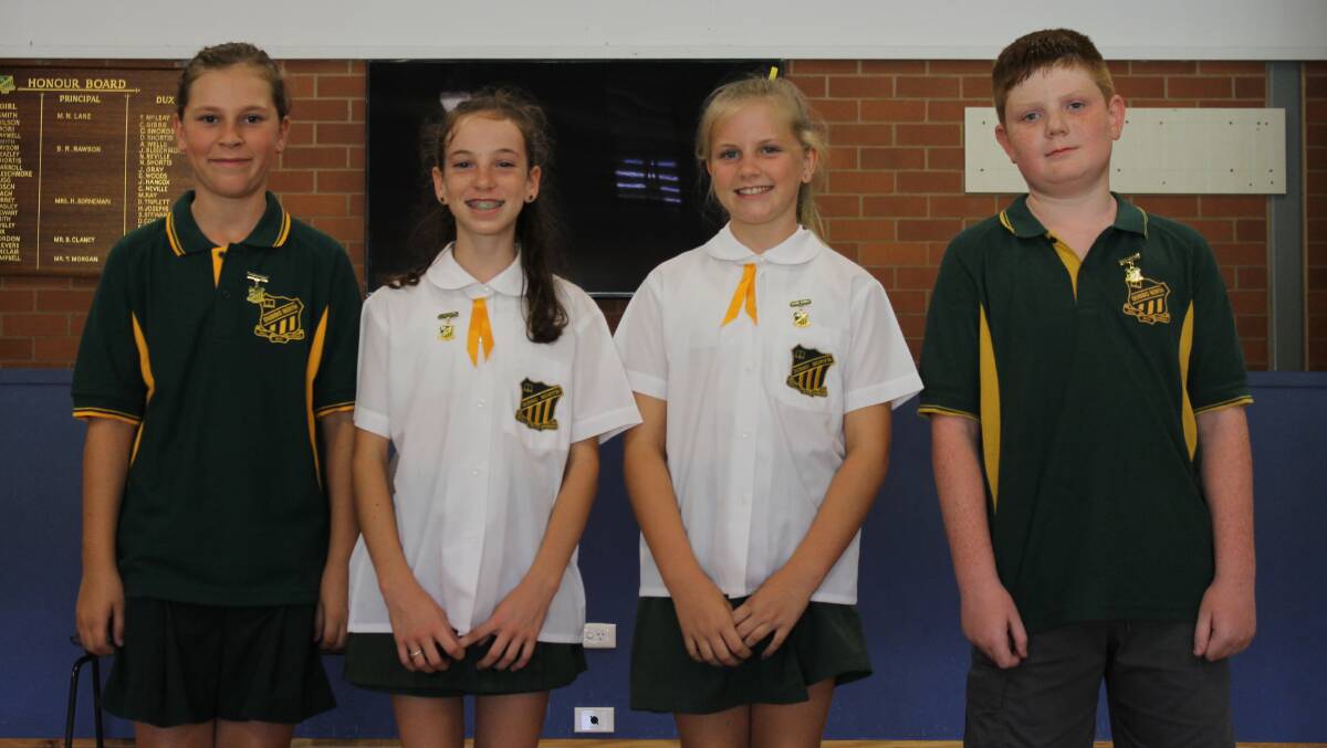 Vice Captains for 2017 Jessica Kleppe and Darcy Allen with School Captains Jessica Woods and Charlotte Hollier.