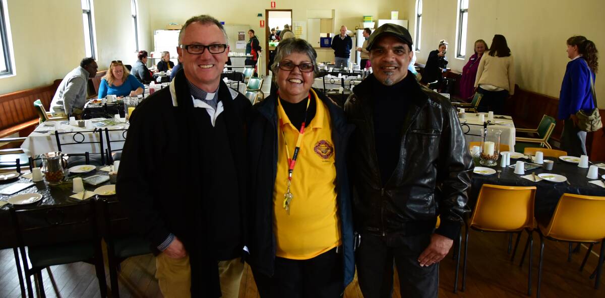Breaking barriers: Canon Brett Watterson, Reverend Gloria Shipp and Bob Slockee at the Reconciliation Luncheon. Photo: PAIGE WILLIAMS