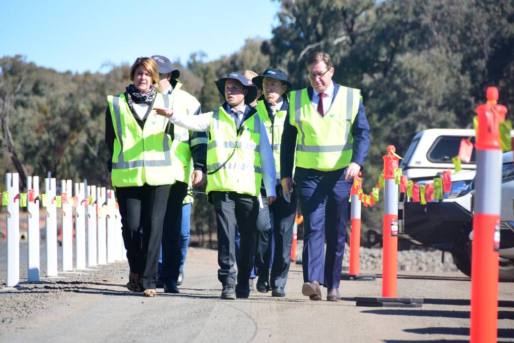 Roads Minister Melinda Pavey and Dubbo MP Troy Grant are shown improvements to Blackbutt Road by RMS officials. Photo: PAIGE WILLIAMS