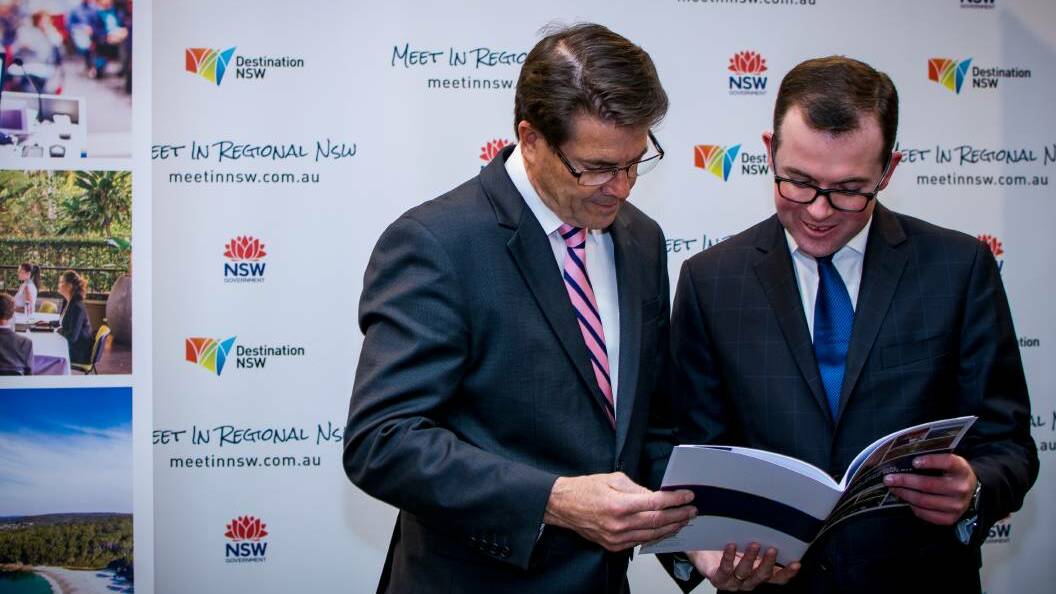 Big business: Tamworth MP Kevin Anderson and Tourism Minister Adam Marshall check out the new strategy. Photo: SIMON McCARTY