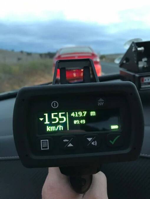Caught: A Bathurst driver has been detected travelling 55 kilometres per hour above the speed limit just outside of Wellington. Photo: NSW POLICE