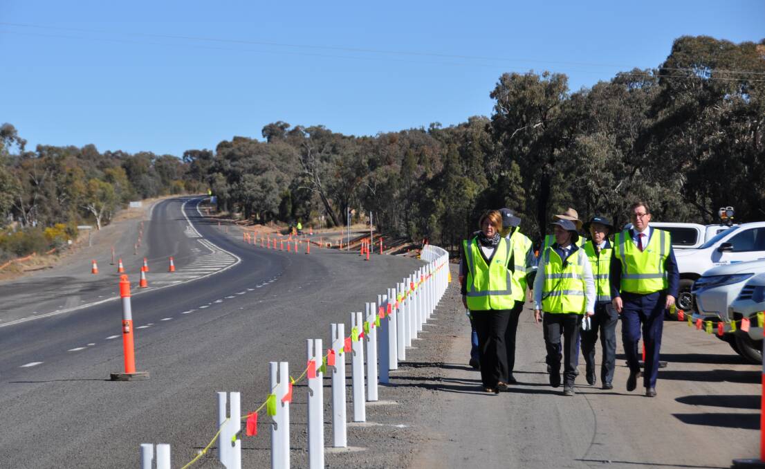 NSW Roads Minister Melinda Pavey and Dubbo MP Troy Grant inspect some of the safety upgrades on the Newell Highway made during 2017. Photo: CONTRIBUTED