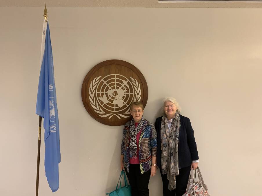 Associated Country Women of the World (ACWW) president Ruth Shanks and CEO Tish Collins at the United Nations headquarters. Photo contributed.