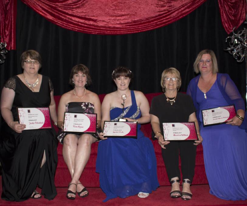 Praised: Outstanding carer winner Lyndal Cook (centre) with finalists Jackie Odendaal, Fiona Quinn, Maureen Wilkins and Joanne Holland. Photo: Toni Scott Photography. 