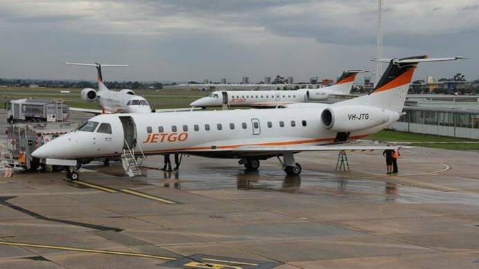 Three of Jetgo’s jets at Essendon Airport on a charter in 2014. Photo contributed.