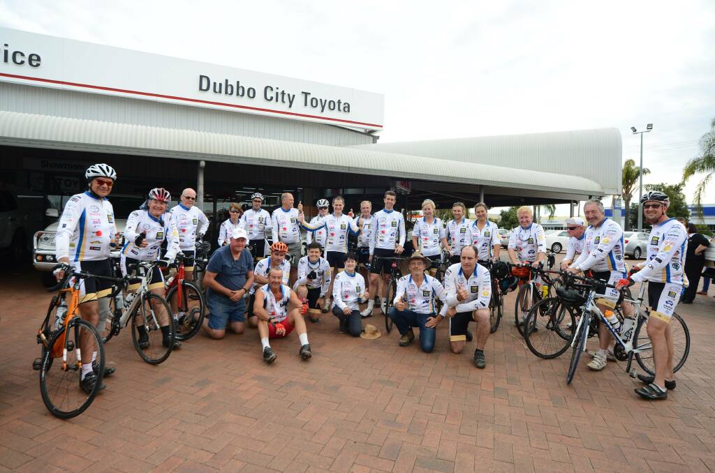 Mission accomplished: The Tour de OROC riders and support crew members at their final destination in Dubbo. The cyclists headed out from Mudgee for a 1000-km ride across the Orana region in six days. Photo: BELINDA SOOLE