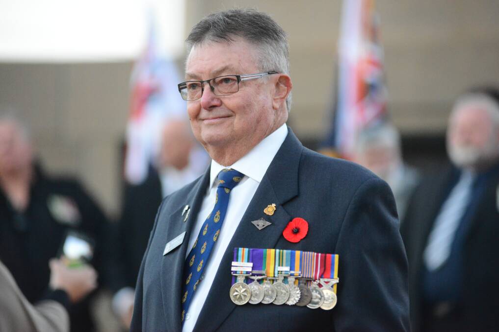 Lest we forget: Dubbo RSL Sub-Branch president Tom Gray at Anzac Day. 