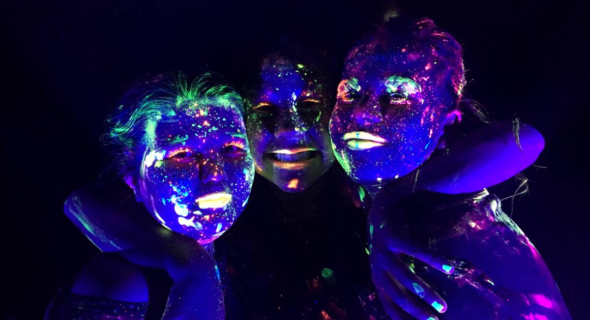 Brilliance: Galaxy Girls members at their Neon Caves performance at Wellington's SpringFest in 2017. The group will perform at the Enlighten Festival at Canberra at the weekend. Photo contributed.