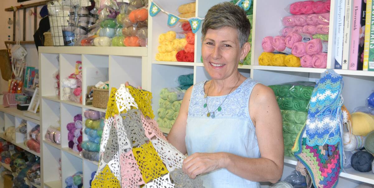 Yarn time: World Wide Knit In Public event host at Dubbo Robyn Hicks. 