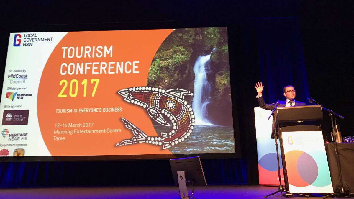 Adam Marshall speaking at the Local Government NSW Tourism Conference in Taree. Photo contributed.