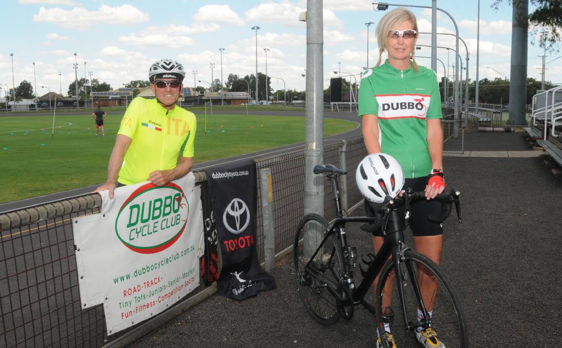 WORTHY RECORD ATTEMPT: Dubbo Cycle Club members Mick Cooper and Sarah Gordon hope the Dubbo Hour Record event can help the Barwick family. Photo: JENNIFER HOAR