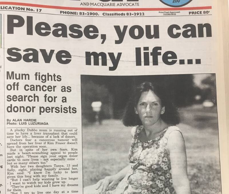 URGENT PLEA: The front of the Daily Liberal on January 23, 1997. Kim received her new liver less than two months later.