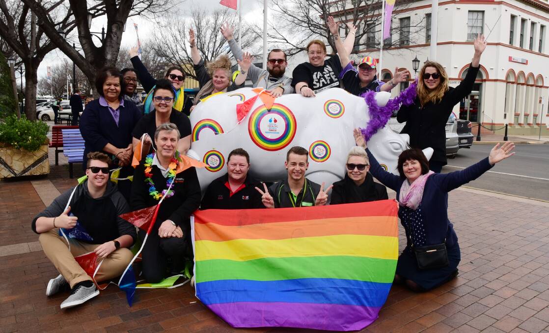 The Central West Pride March Committee at the launch of the Pride Rhino at the Church Street Rotunda last month. Photo: BELINDA SOOLE