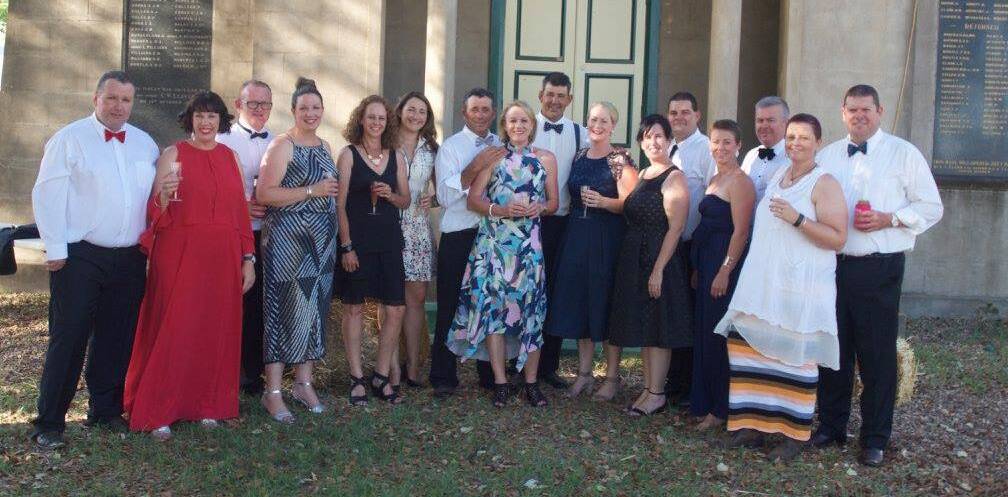 Members of the Clare's Angels committee at the 2016 New Year's Eve Ball: Wes and Elisha Bailey, Nathan and Regina Goodridge, Jenny Tracy, Kate Shanks, Angus and Jane Diffey, Adam and Bec Blackstock, Brad and Emma Tink, Clint and Nic Grose and Nick and Rahni Ryan. Photo: SUPPLIED