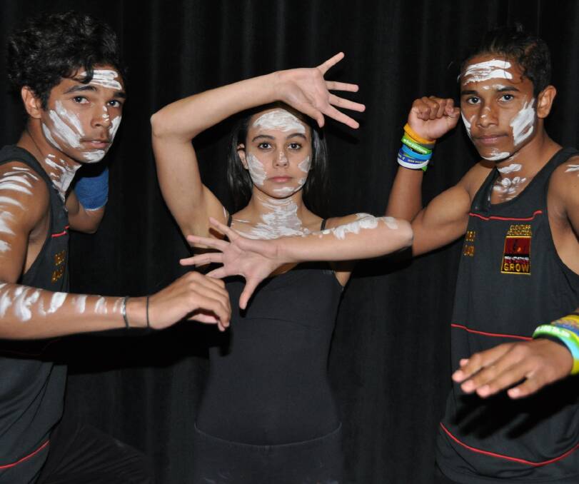 Dance: Timothy Boney-Stewart, Amberlilly Gordon and Ngali Shaw were chosen to join the 2016 NSW Public Schools Aboriginal Dance Company. Photo: CONTRIBUTED