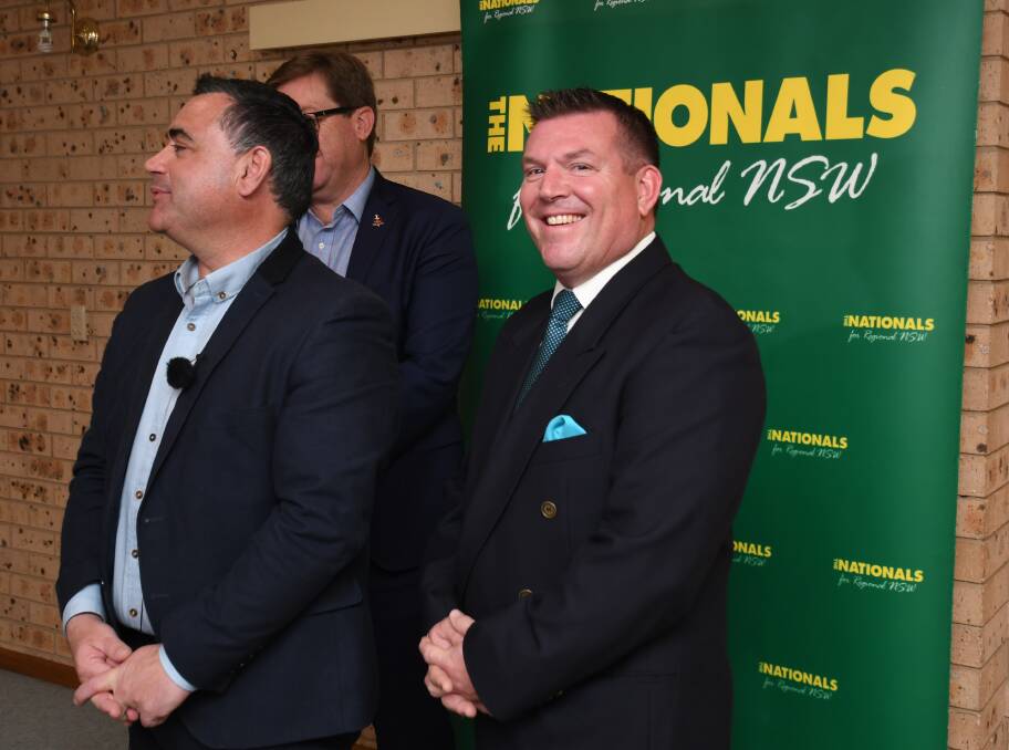 AND THE CANDIDATE IS: Dugald Saunders (right) with NSW Nationals leader John Barilaro at Saturday's announcement. Photo: AMY MCINTYRE