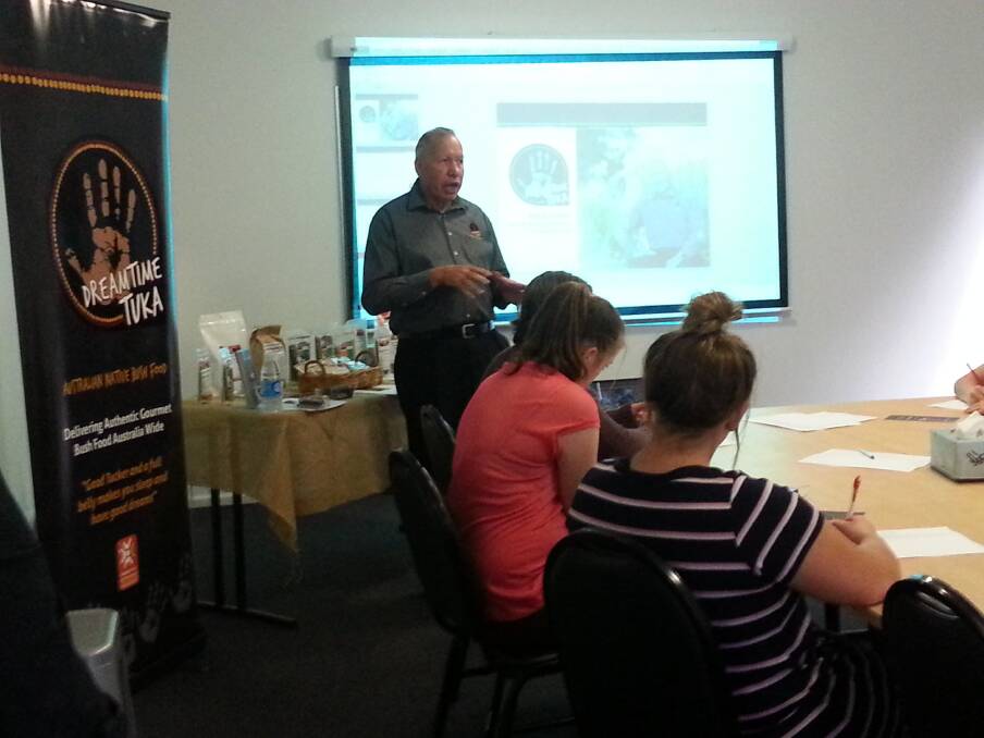 Expert Advice: Dreamtime Tuka founder and director, Herb Smith, delivering a workshop on enterprise development to Alesco students. Photo: Supplied.