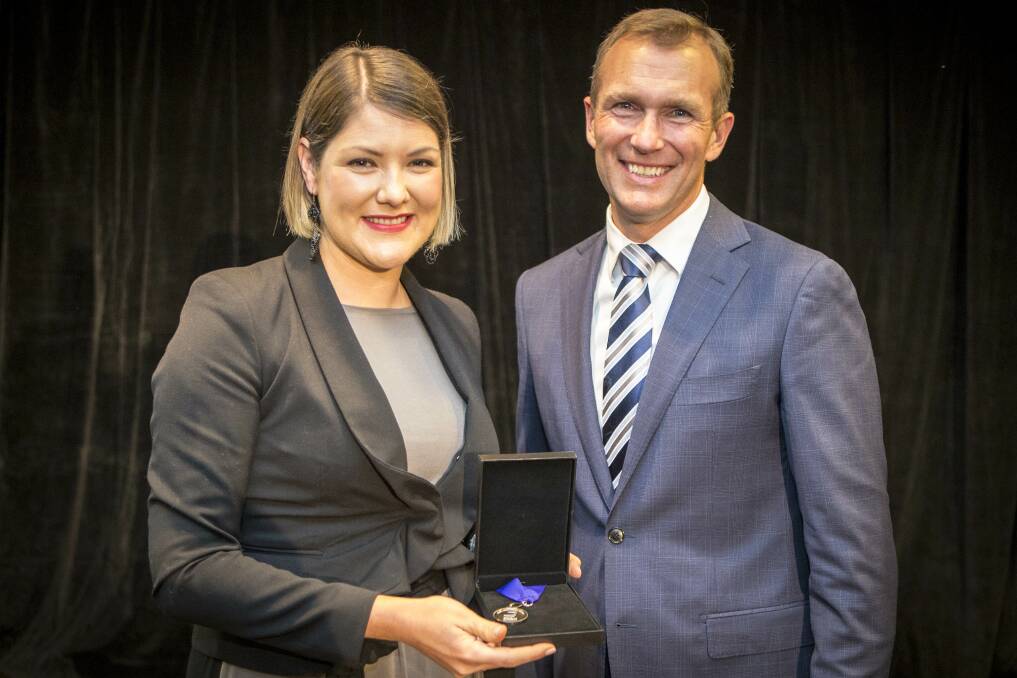 Accomplished Achievement: Mrs Natalie Polak receiving her medal after achieving national teaching accreditation at the Highly Accomplished Level. Picture: Supplied.