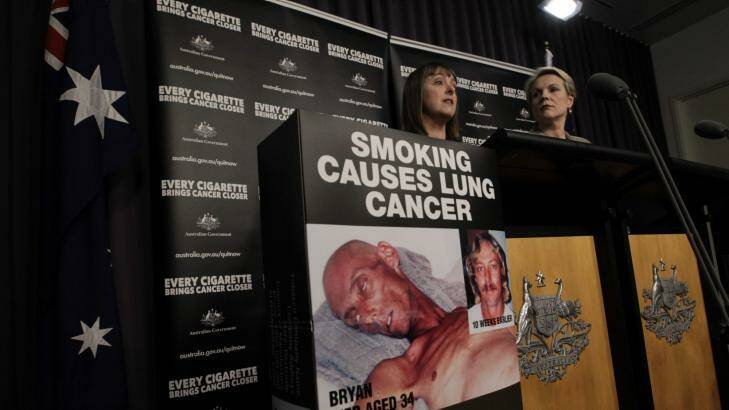 Former attorney-general Nicola Roxon and health minister Tanya Plibersek during the implementation of plain packaging laws in 2012.  Photo: Andrew Meares
