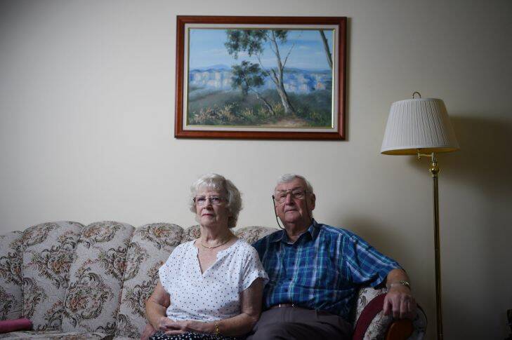 Edna and Bill Williams. British couple retired to Australia who now have to pay much more for health insurance. Pic at their home in Hazelbrook. Pic Nick Moir 24 March 2017 Photo: Nick Moir