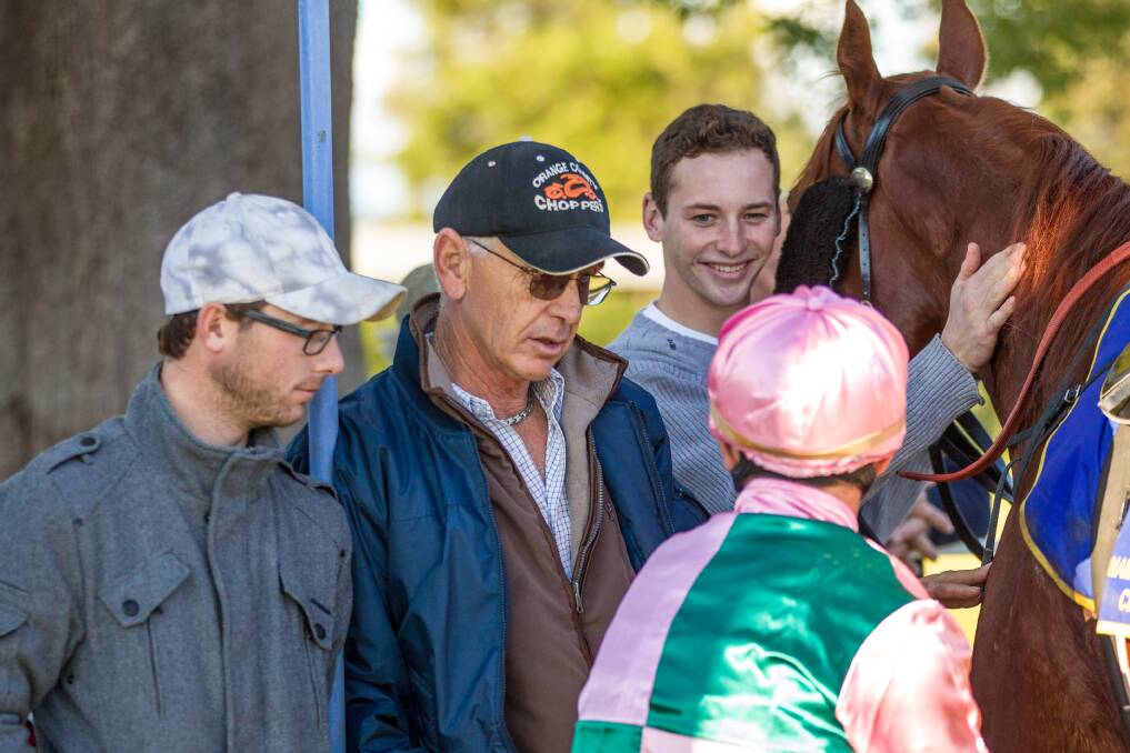 Dubbo trainer Peter Nestor (centre) has returned home to Dubbo after taking part in the inaugural Country Championships Final at Randwick on Monday.         Photo: JANIAN MCMILLAN (www.racingphotography.com.au)