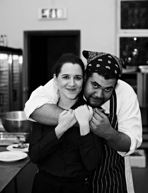 Former Dubbo woman Angela Morris with Lloyd, one of the chefs who got a start in Jamie Oliver's restaurant Fifteen. 			Photo: contributed