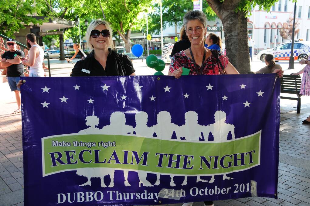 Esther-Louise Burgess and Gaye Walker at the Reclaim the Night Walk.							 Photo: GREG KEEN