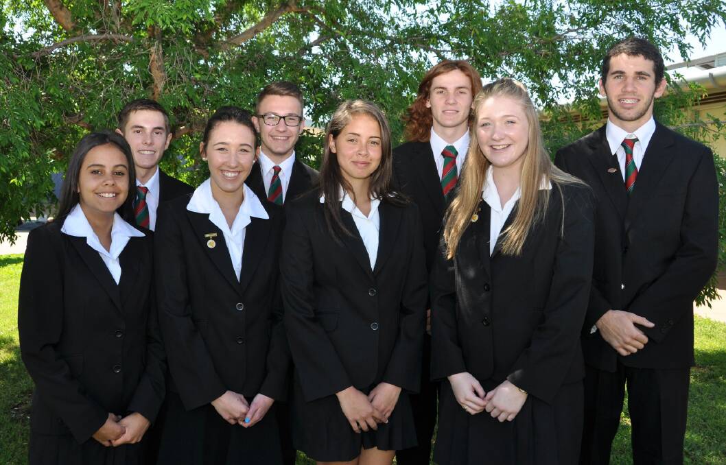 The new student leadership team at Senior Campus includes vice-captains Amberlilly Gordon and Nick Trappett, arts captains Taylor Grant and Robert Barling, sports captains Jazmine Ross and Brandan Dodd, and captains Amelia Prince and Stephen Wilson.