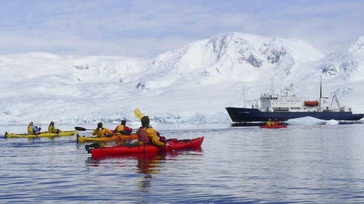 Sea kayaking in the Antarctic.